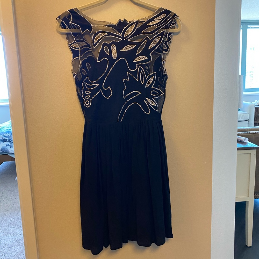 ASOS Black Mesh Skater Dress - US 2